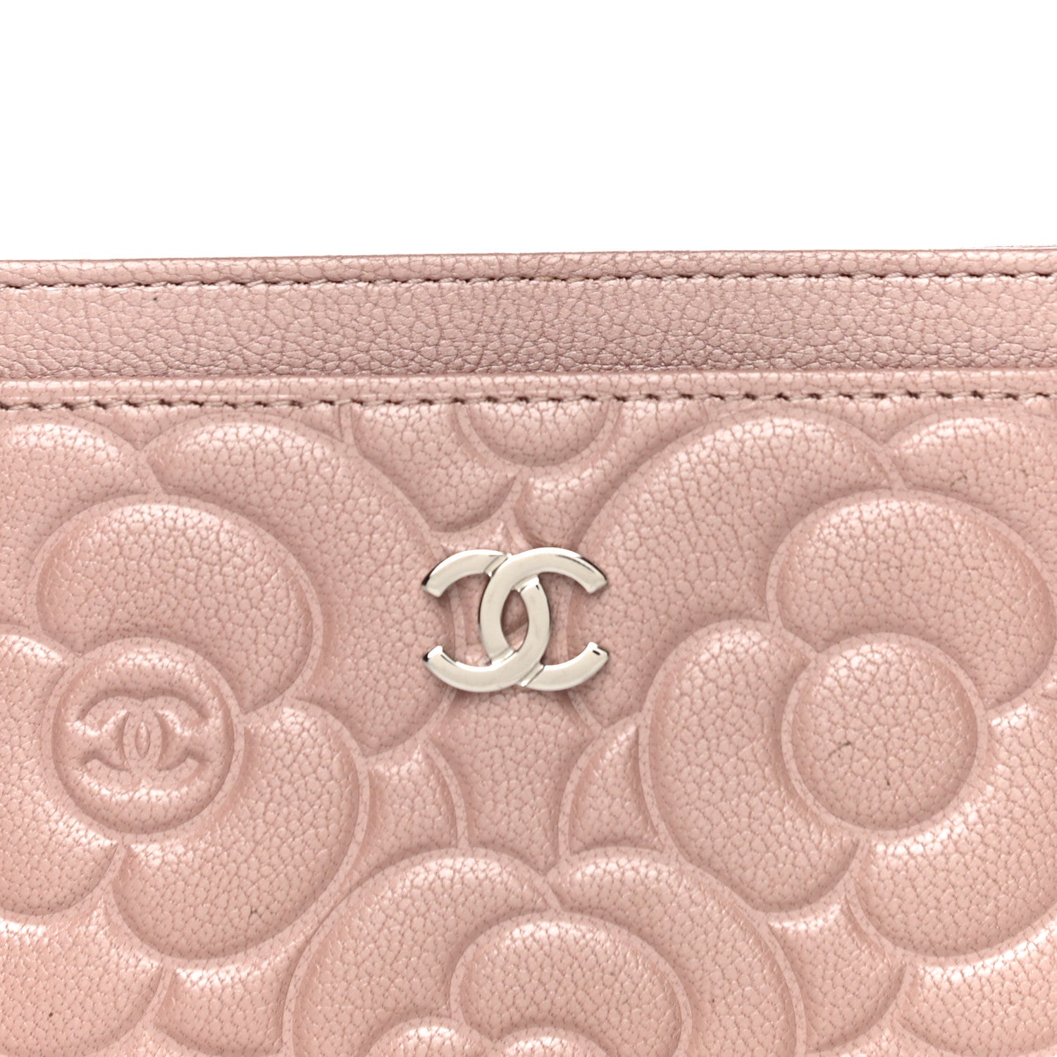 Chanel Goatskin Camellia Embossed Card Holder Light Pink 9 of 15