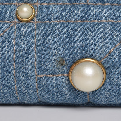 Gucci Denim Matelasse Pearl Studded Small GG Marmont Chain Shoulder Bag Blue 8 of 8