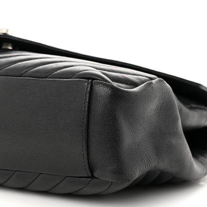 Saint Laurent Sheepskin Matelasse Chevron Monogram Large College Satchel Black 11 of 17
