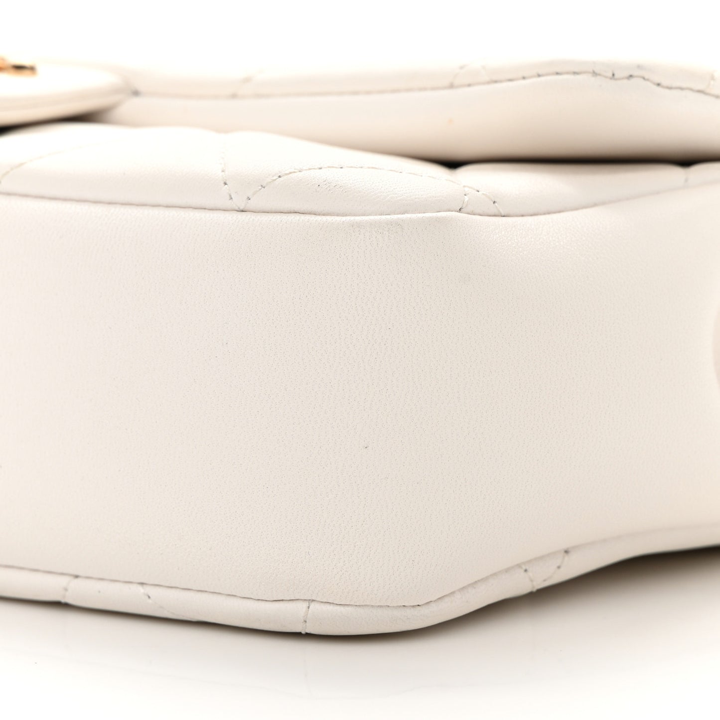 Lambskin Quilted Resin Bi-Color Chain Flap Bag White