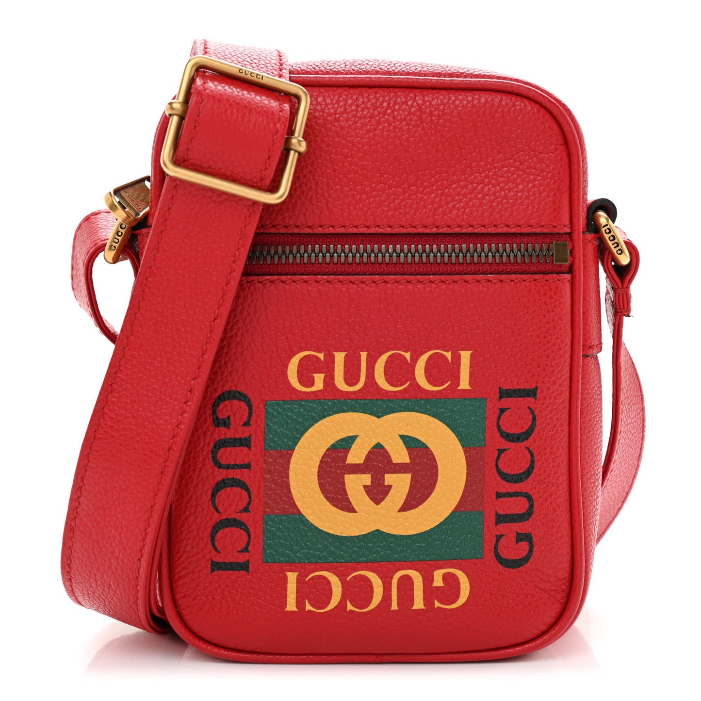 Dollar Calfskin Logo Mini Messenger Bag Hibiscus Red Yellow Green