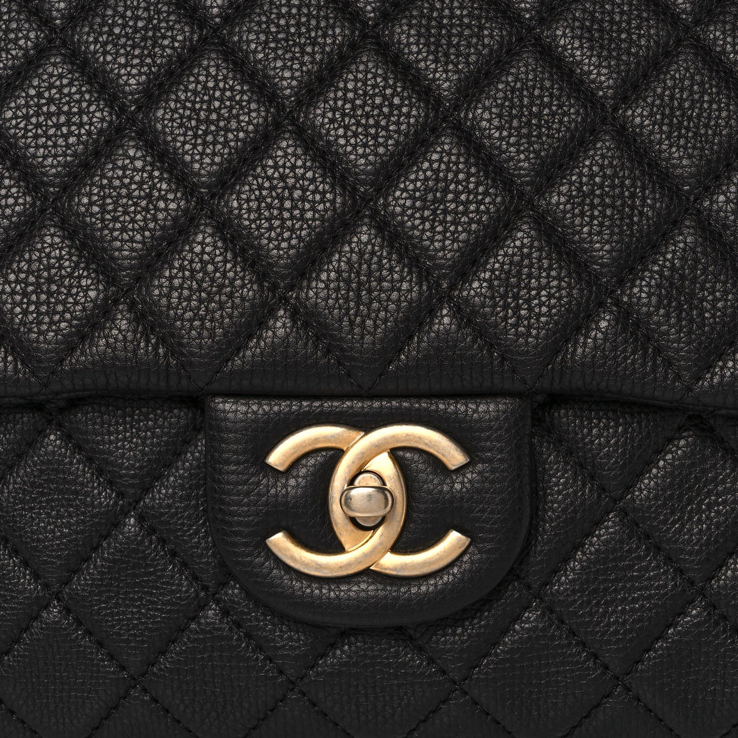 Calfskin Quilted XXL Travel Flap Bag Black