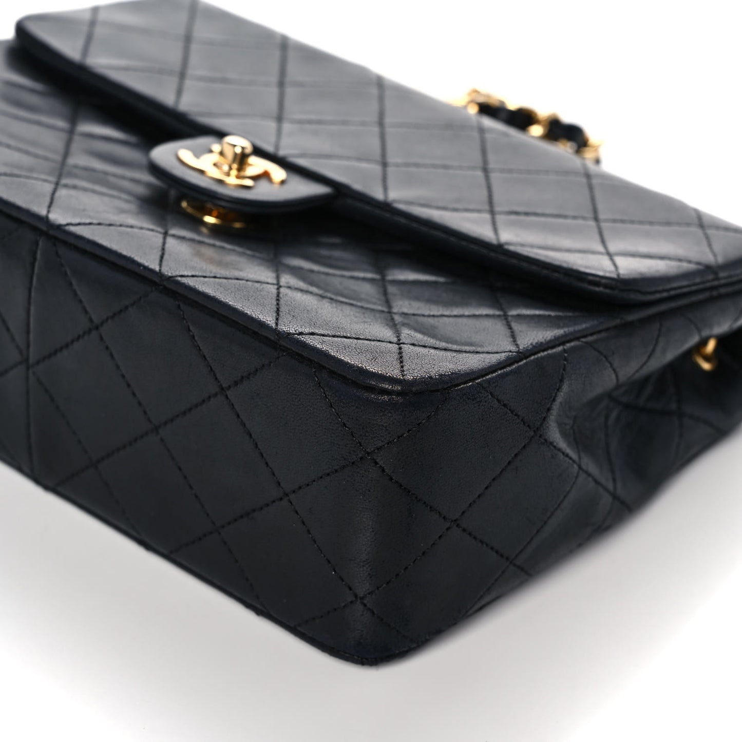 Lambskin Quilted Mini Square Flap Black