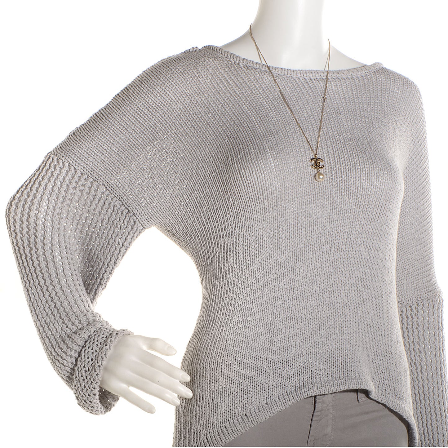 Enamel CC Pearl Drop Necklace Gold