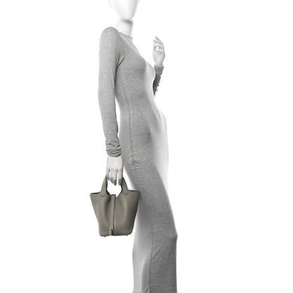 Hermes Taurillon Clemence Picotin Lock 18 PM Gris Meyer 2 of 10