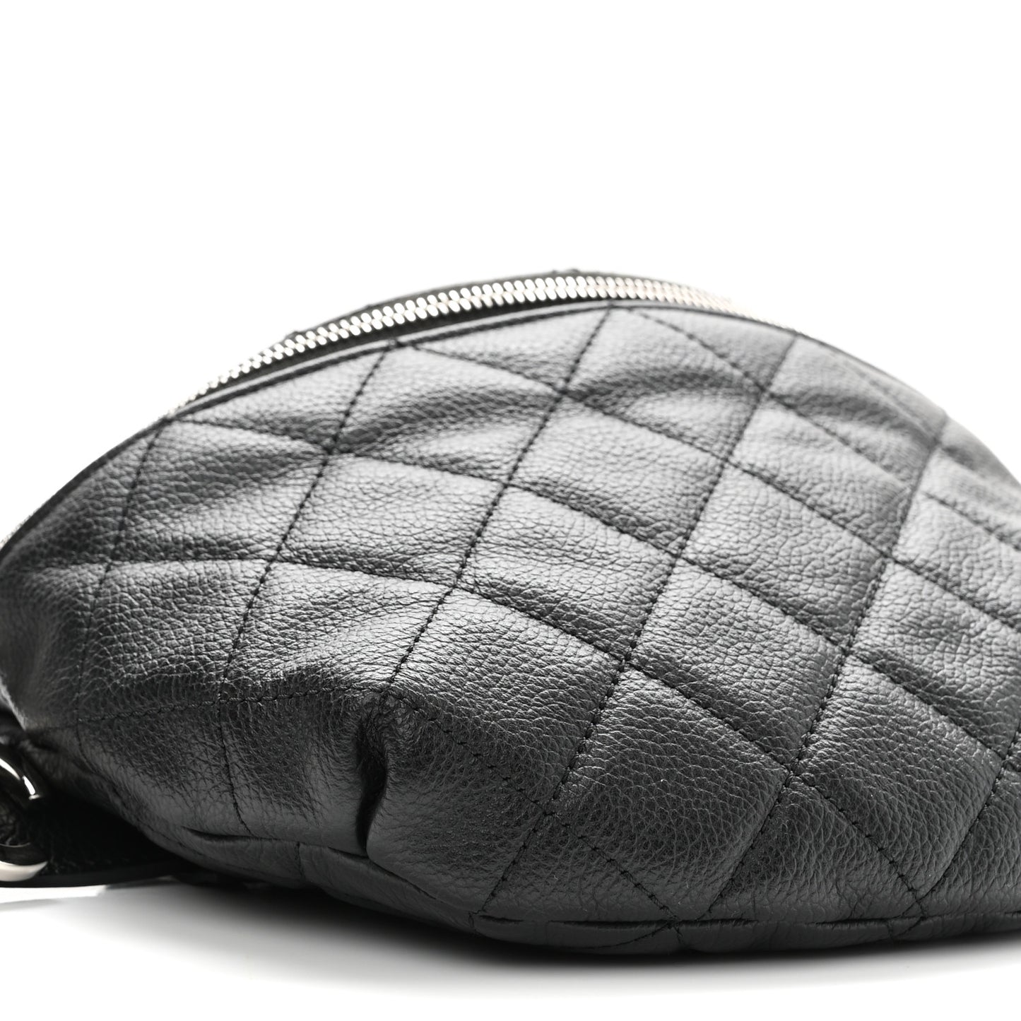 Grained Calfskin Quilted Waist Belt Bag Black