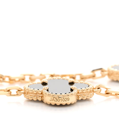 Van Cleef & Arpels 18K Yellow Gold Black Onyx 10 Motifs Vintage Alhambra Necklace 4 of 4