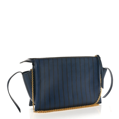 Celine Grained Calfskin Striped Tri-Fold Clutch Midnight 3 of 8
