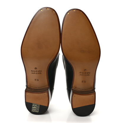 Gucci Goatskin Web Mens Horsebit Loafers 6.5 Black 5 of 9