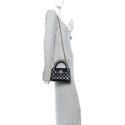 Chanel Shiny Aged Calfskin Quilted Nano Kelly Shopper Black 2 of 10