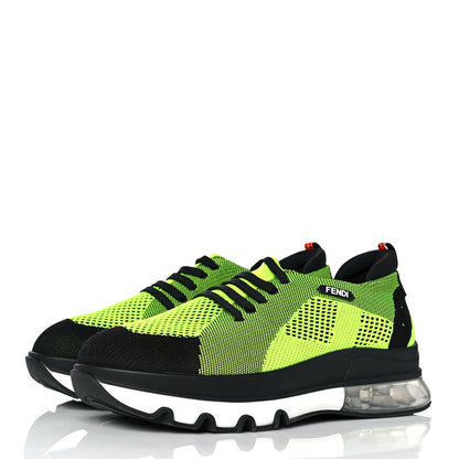 Fendi Jersey Vitello Mens Low Top Sneakers 8 Black Giallo Fluo 4 of 8