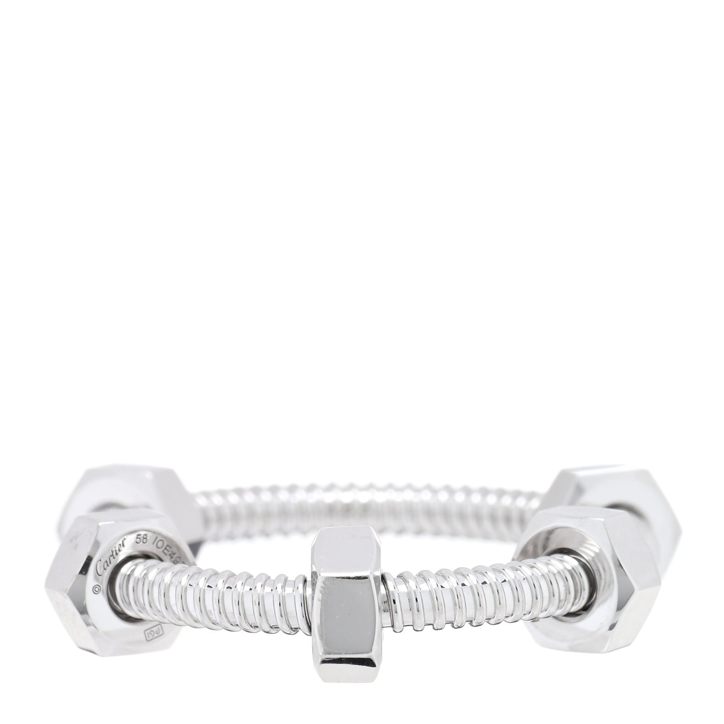 18K White Gold Ecrou De Cartier Ring 58 8.5