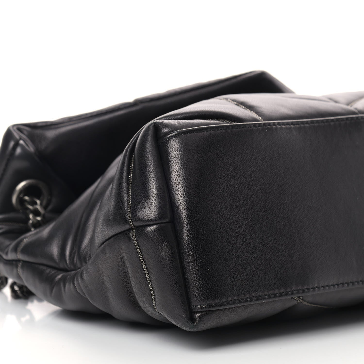 Saint Laurent Lambskin Quilted Small Loulou Puffer Monogram Chain Satchel Black 8 of 10