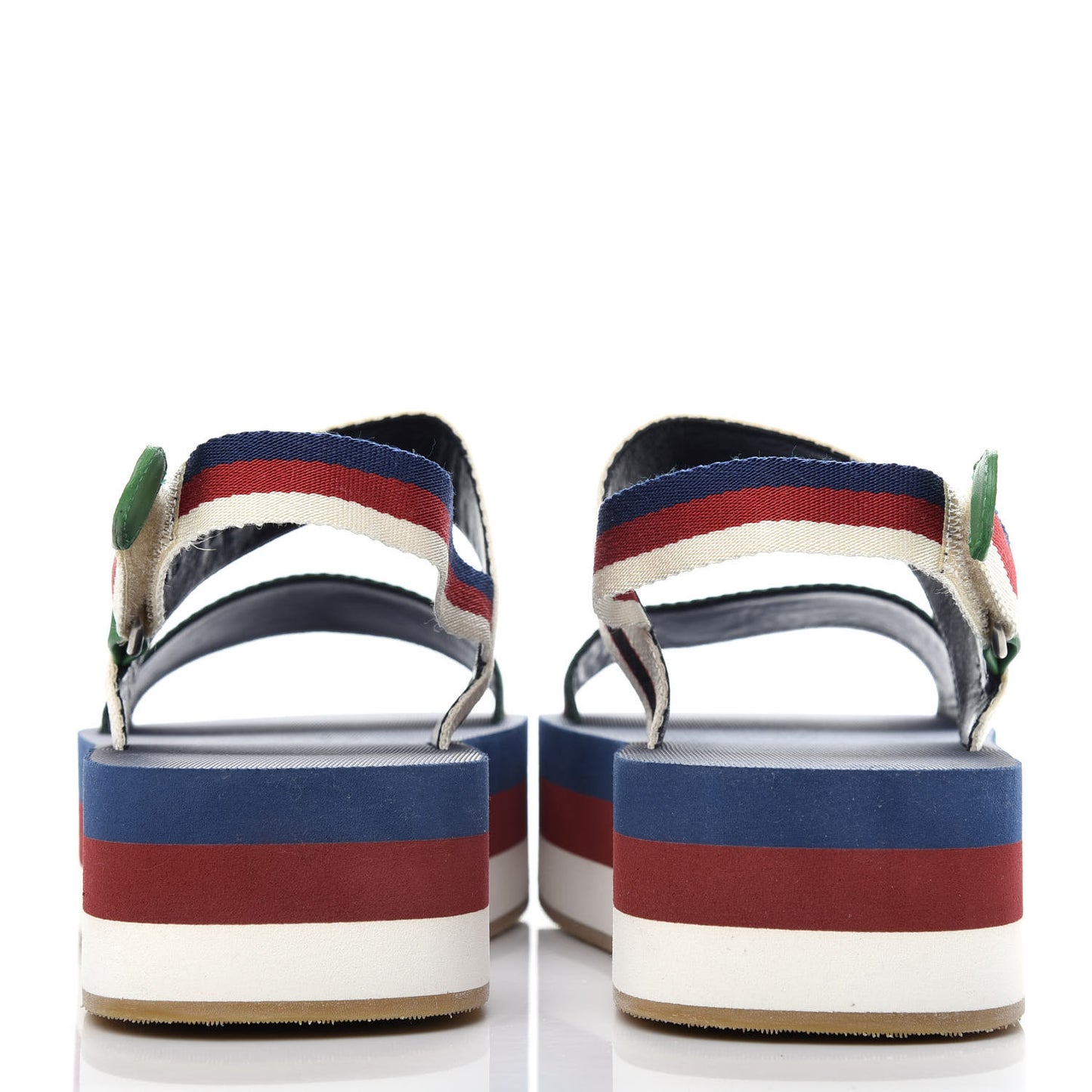 Canvas Logo Stripe Flatform Slingback Sandals 38 Green Red Blue
