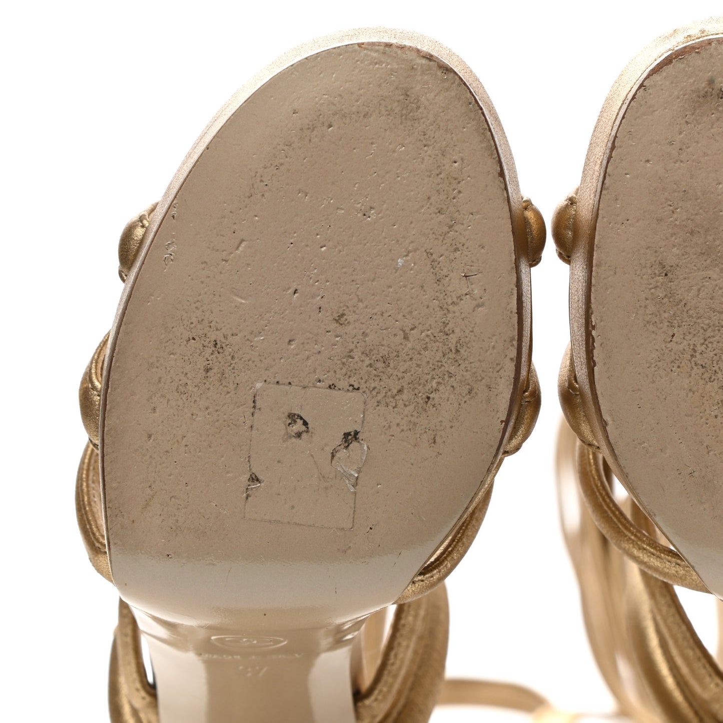 Laminated Lambskin Gladiator Sandals 37 Gold