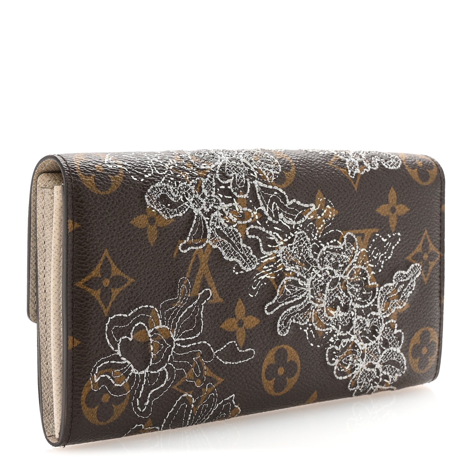 Louis Vuitton Monogram Dentelle Sarah Wallet Silver 3 of 7