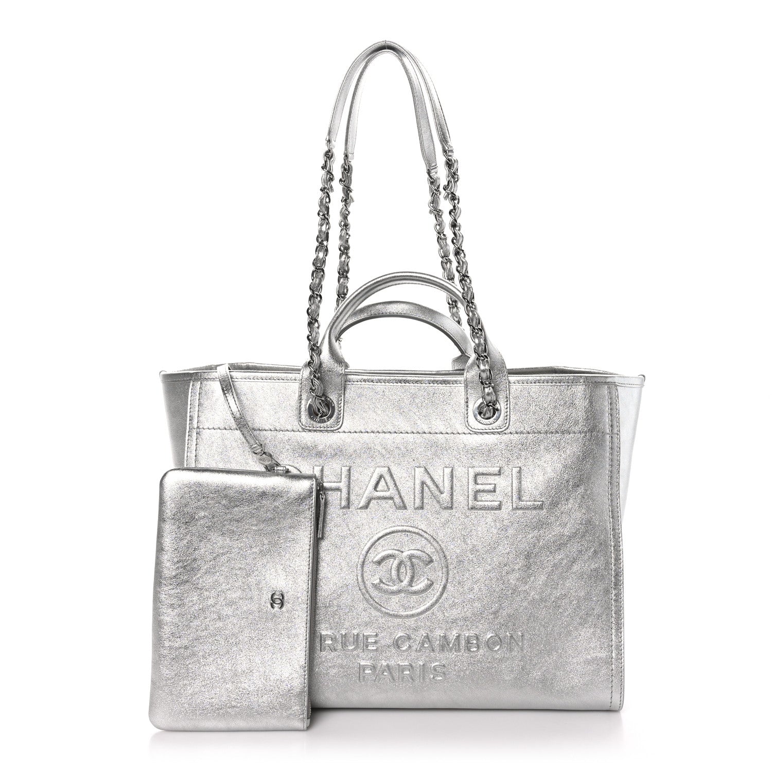 Chanel Metallic Calfskin Medium Deauville Tote Silver 3 of 11
