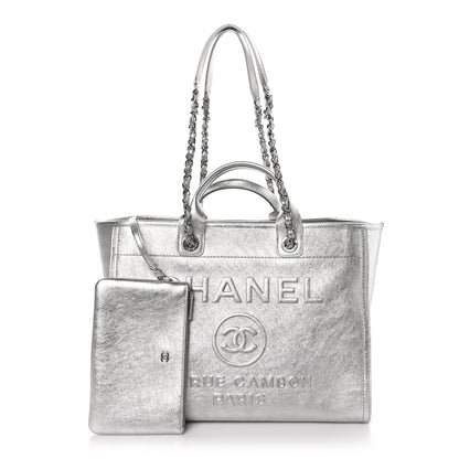 Chanel Metallic Calfskin Medium Deauville Tote Silver 3 of 11