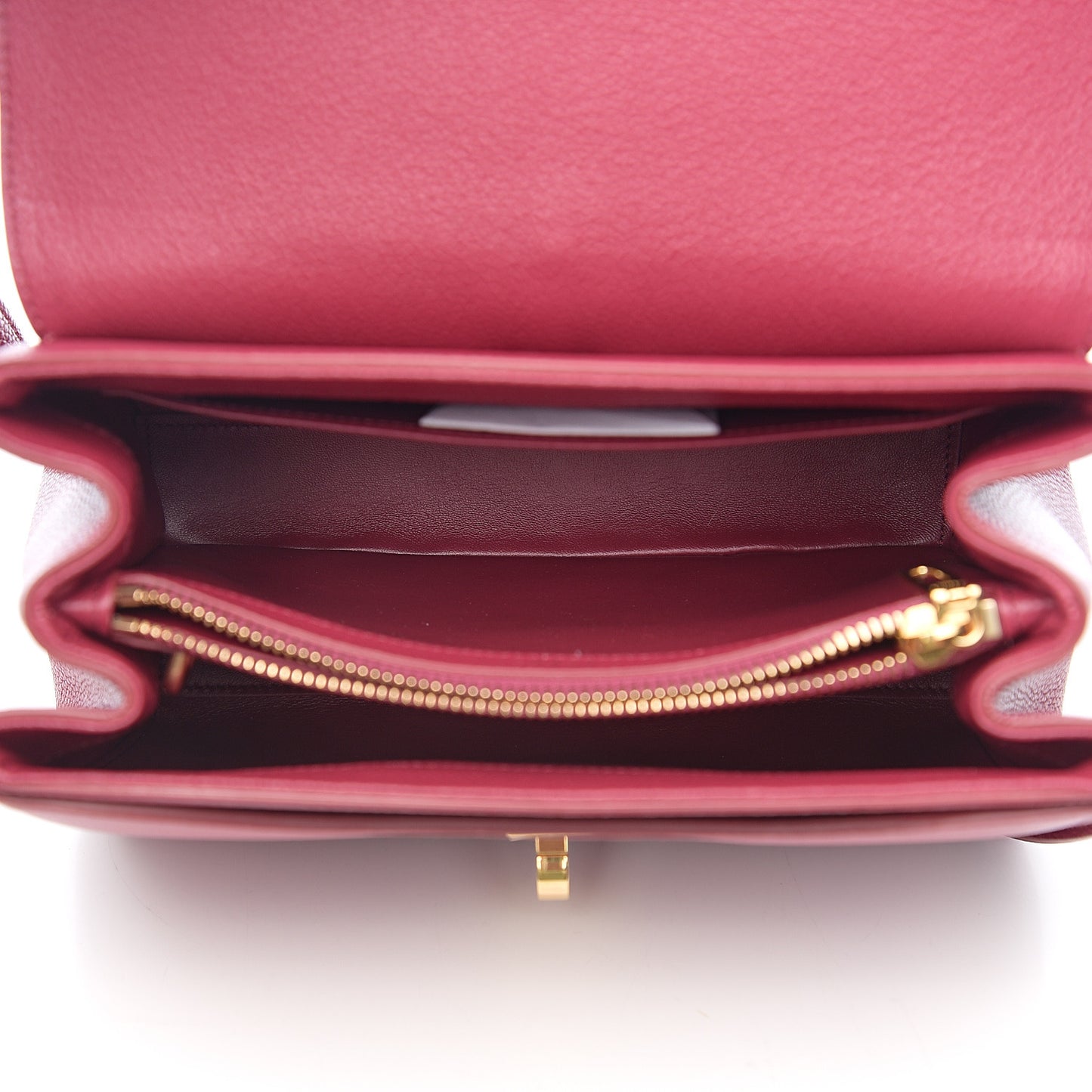 Grained Calfskin Small 16 Top Handle Bag Rasberry