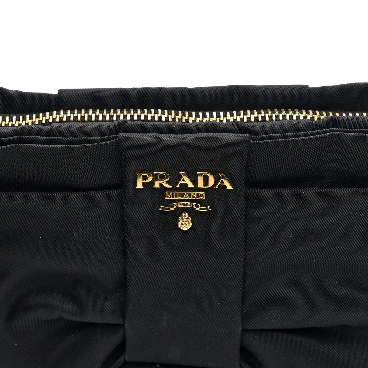 Prada Tessuto Nylon Bow Wristlet Black 7 of 7