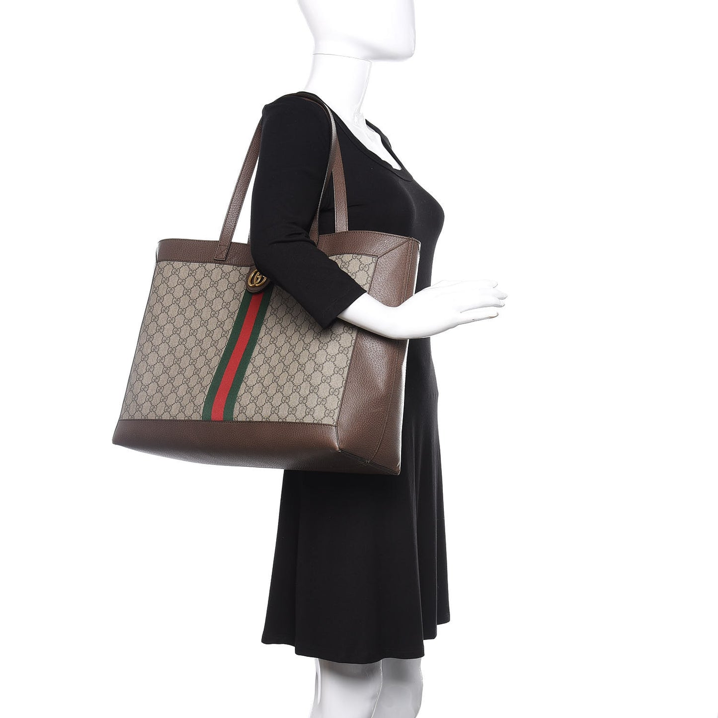 GG Supreme Monogram Web Large Ophidia Tote Brown