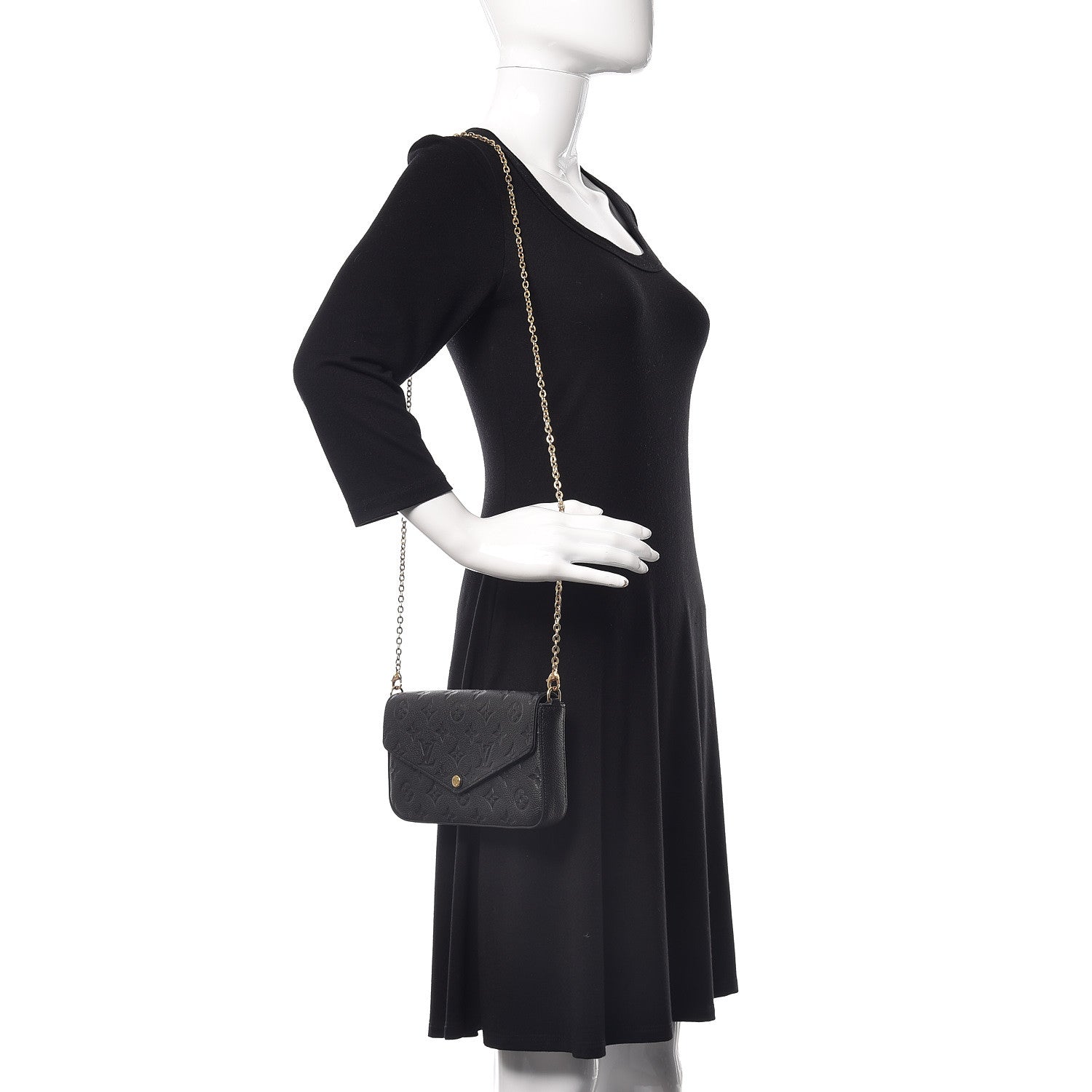 Louis Vuitton Empreinte Pochette Felicie Chain Wallet Black 2 of 12