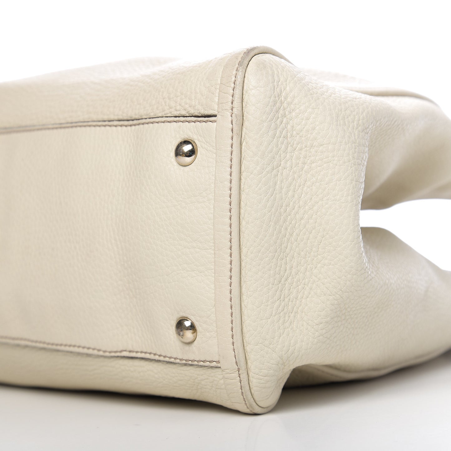 Pebbled Calfskin Medium Soho Shoulder Bag Off White