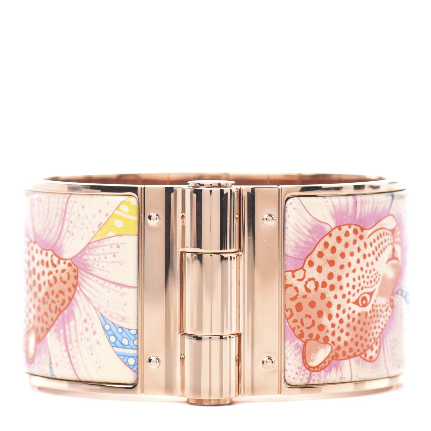 Enamel Printed Extra Wide Charniere Baobab Cat Hinged Bracelet XL Graffitis Craft