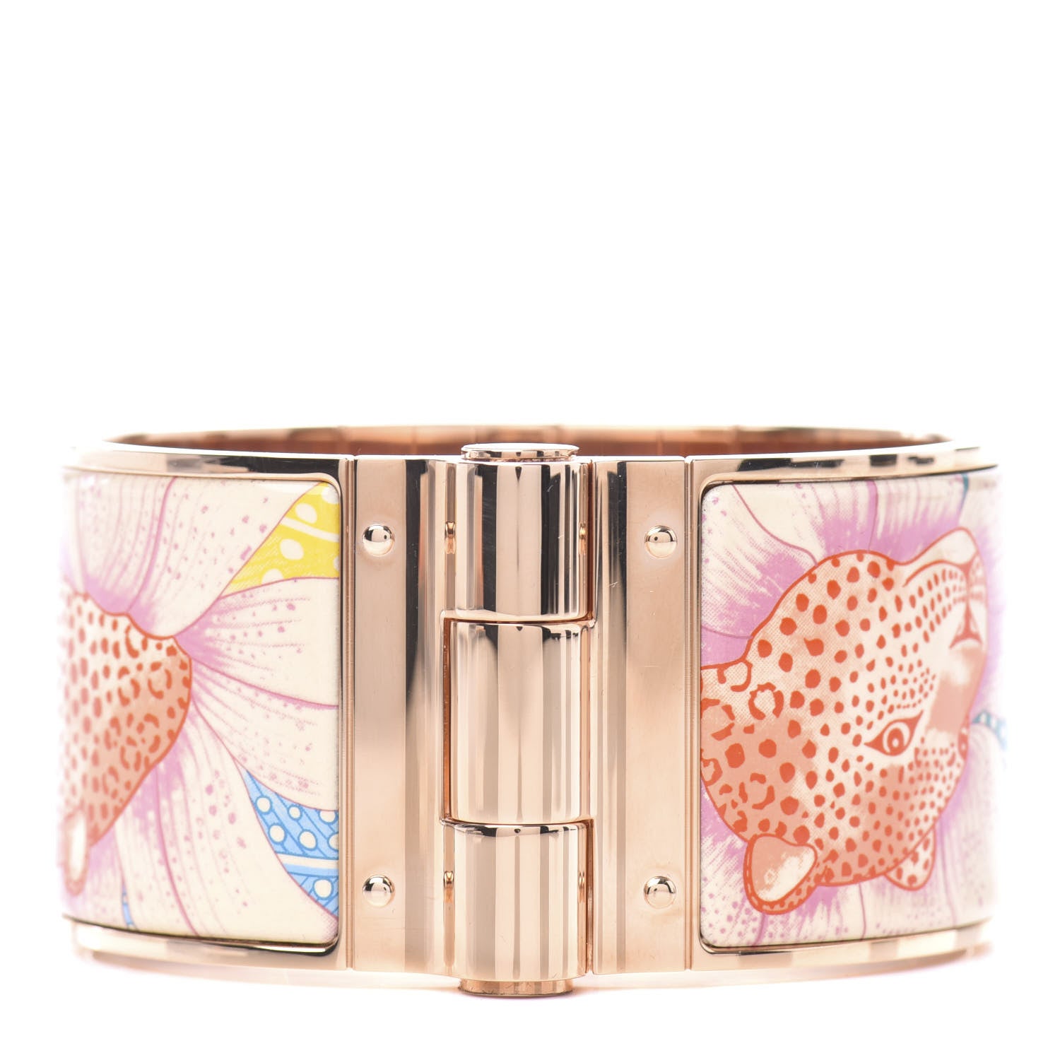 Hermes Enamel Printed Extra Wide Charniere Baobab Cat Hinged Bracelet XL Graffitis Craft 1 of 4