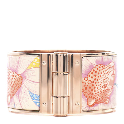 Hermes Enamel Printed Extra Wide Charniere Baobab Cat Hinged Bracelet XL Graffitis Craft 1 of 4
