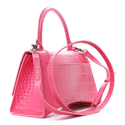 Balenciaga Calfskin Crocodile Embossed Degrade Small Hourglass Top Handle Bag Sweet Pink 3 of 15