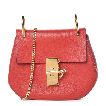 Chloe Grained Lambskin Mini Drew Shoulder Bag Plaid Red 1 of 8