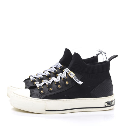 Christian Dior Technical Knit Calfskin Womens Walk'N'Dior High Top Sneakers 38 Black 3 of 9