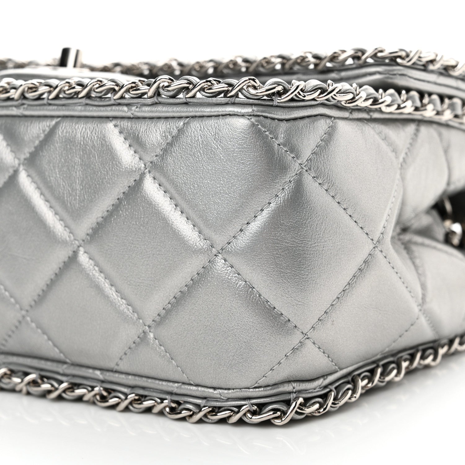 Chanel Metallic Lambskin Medium Chain All Over Flap Silver 10 of 12