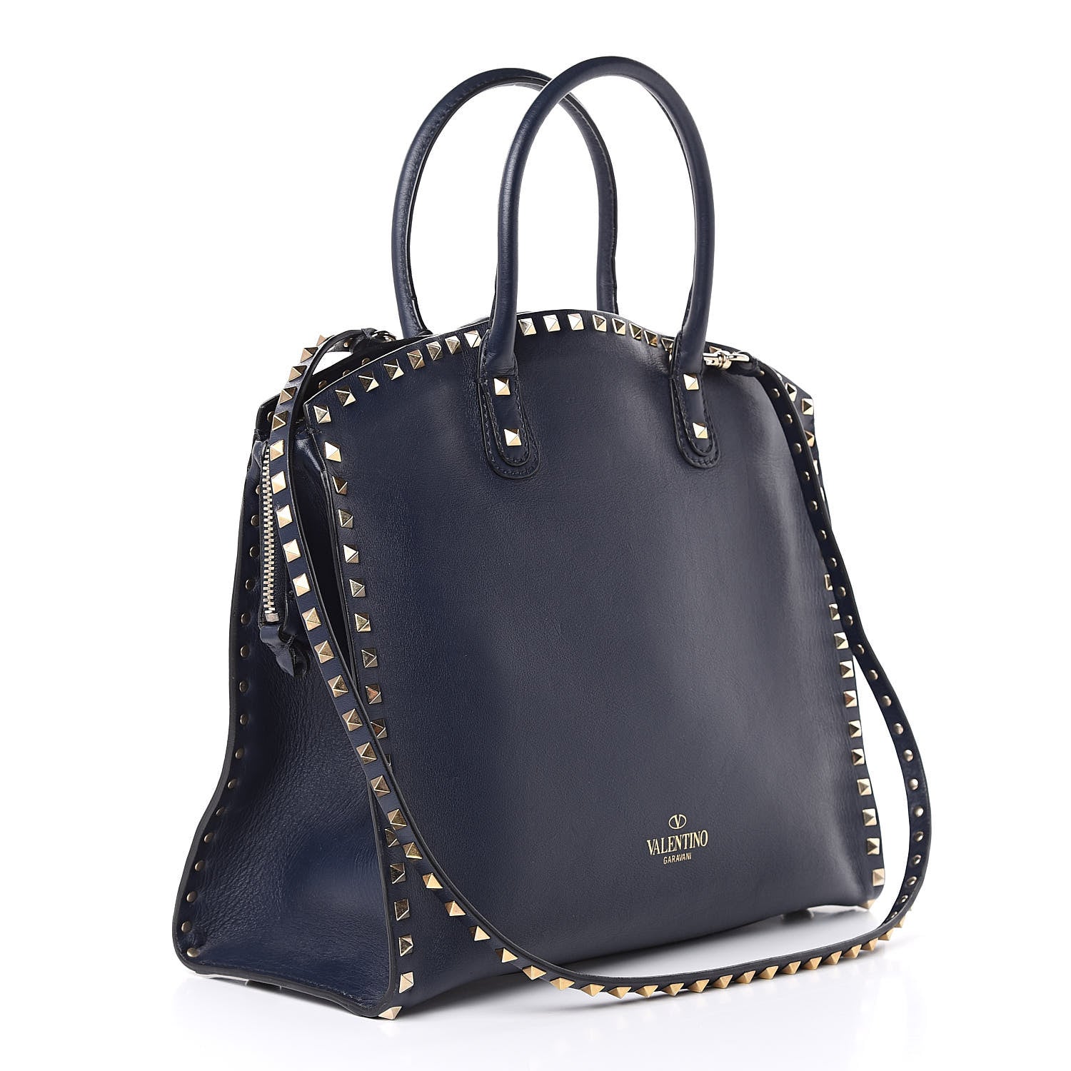 Valentino Garavani Vitello Rockstud Dome Shopper Marine 3 of 19