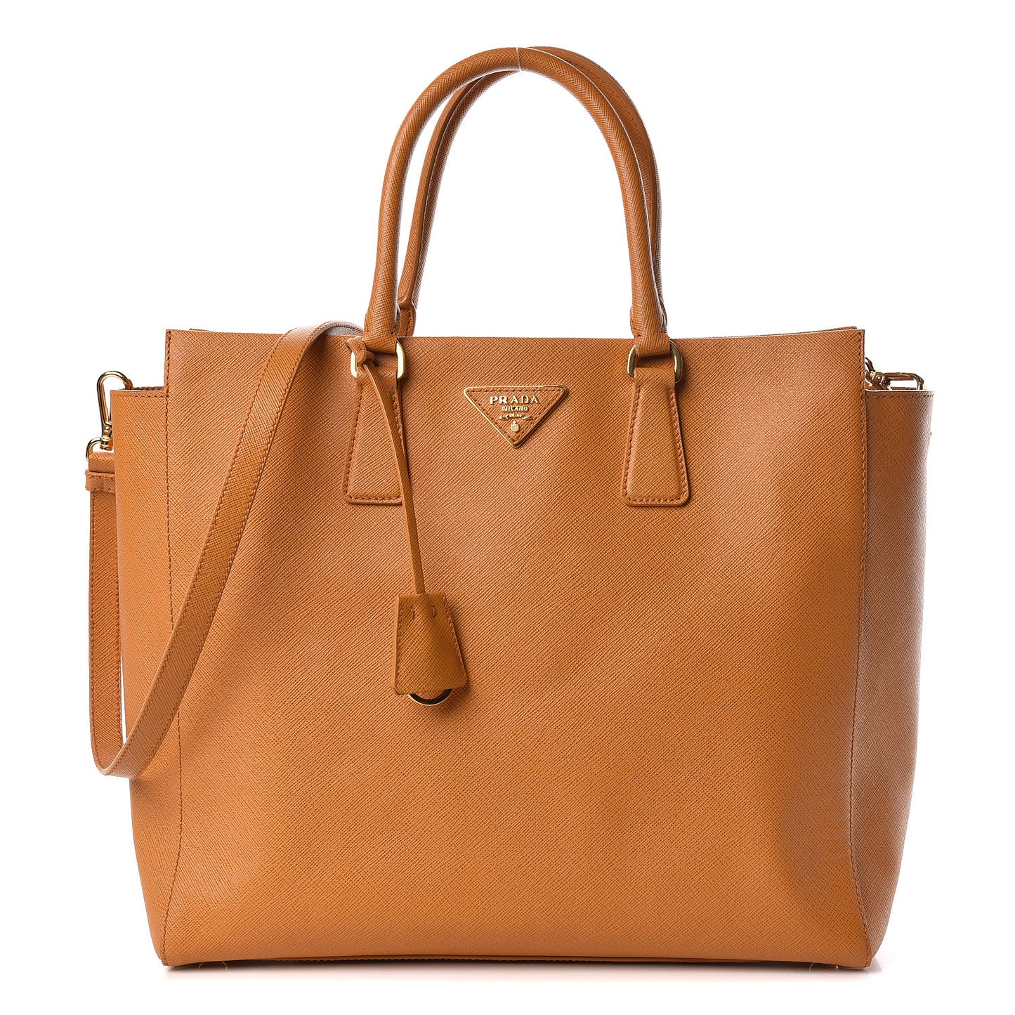 Saffiano Lux Double Handle Shopping Tote Ocra