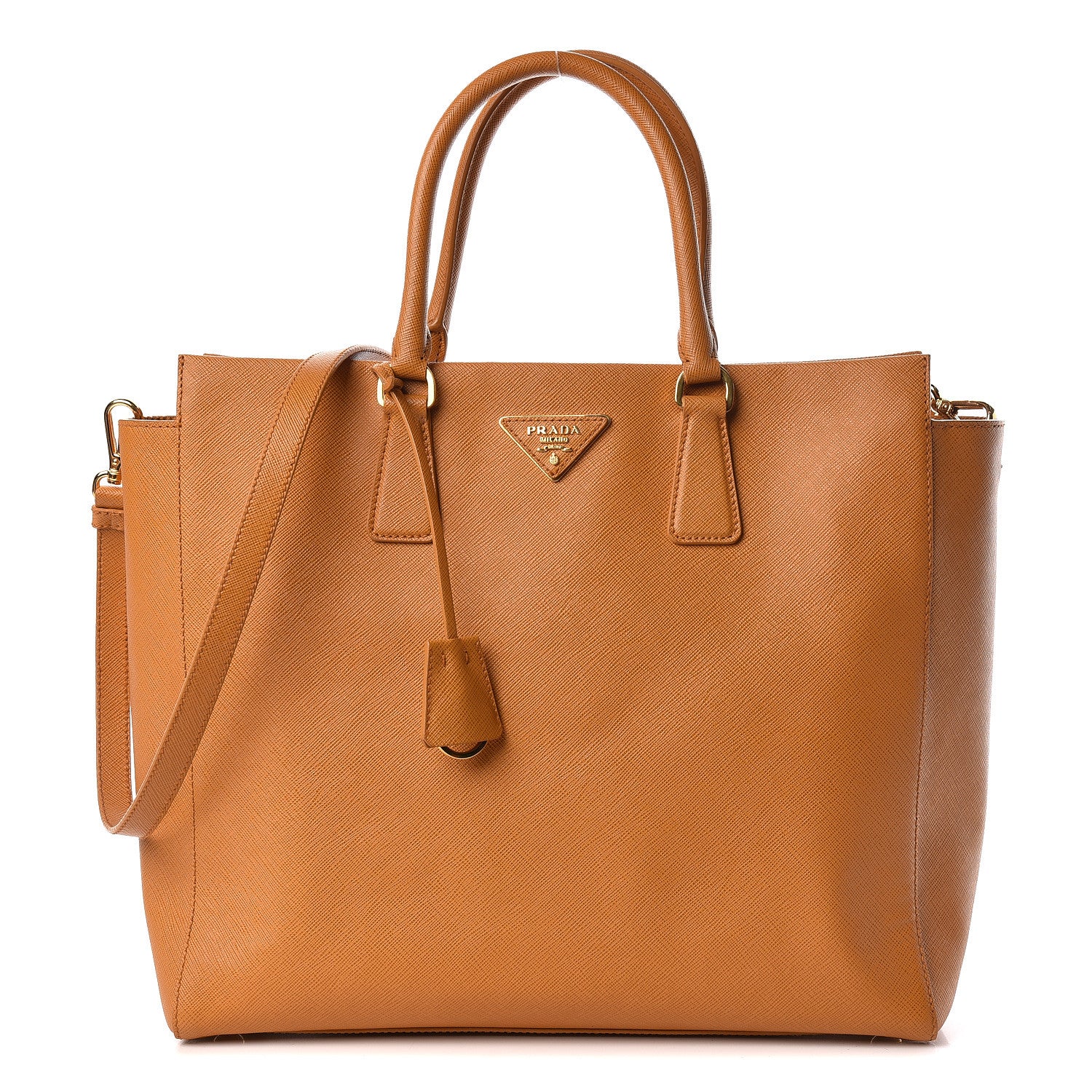 Prada Saffiano Lux Double Handle Shopping Tote Ocra 1 of 10