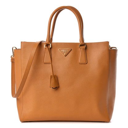 Prada Saffiano Lux Double Handle Shopping Tote Ocra 1 of 10
