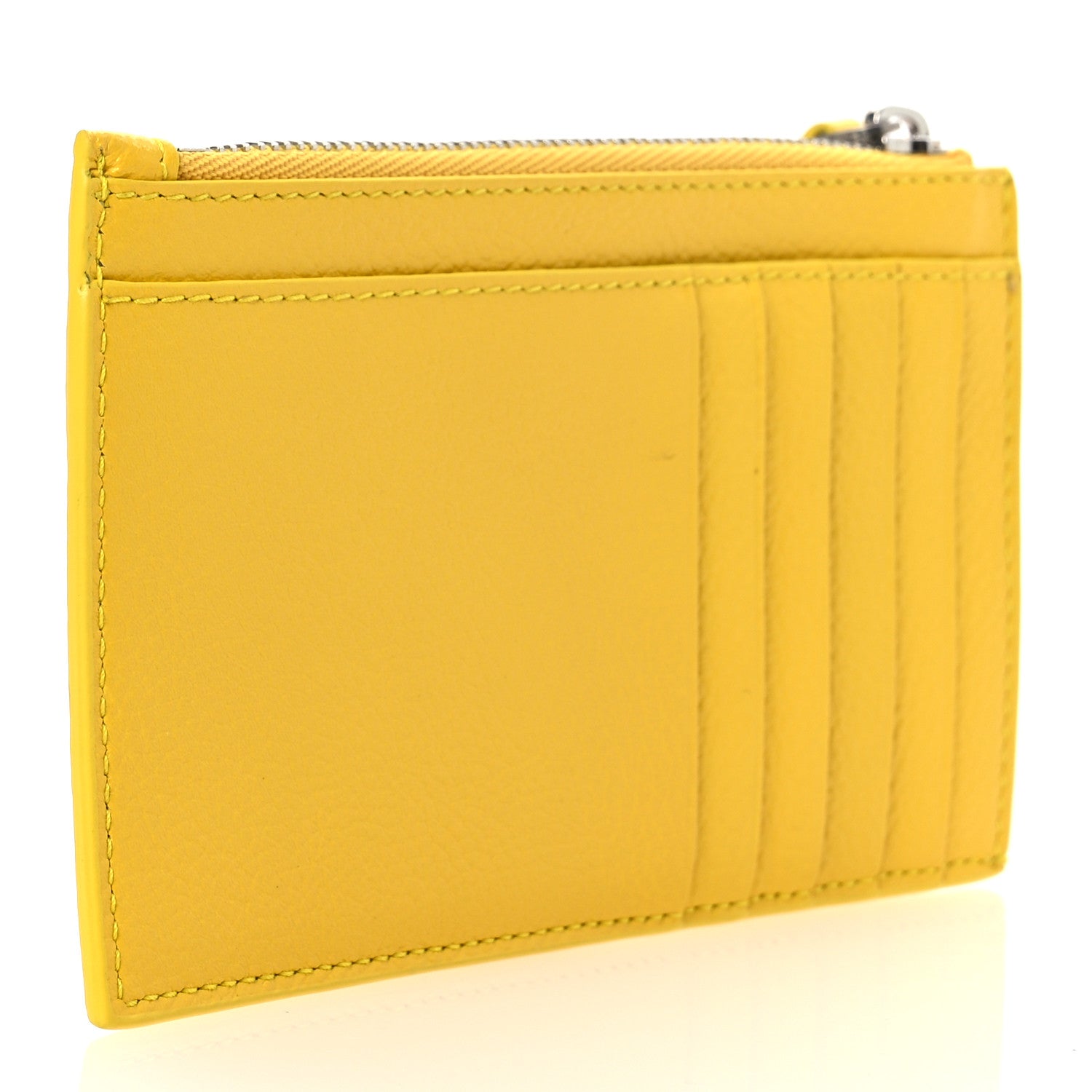 Balenciaga Grained Calfskin Logo Large Cash Long Coin Card Holder Yellow White 3 of 11