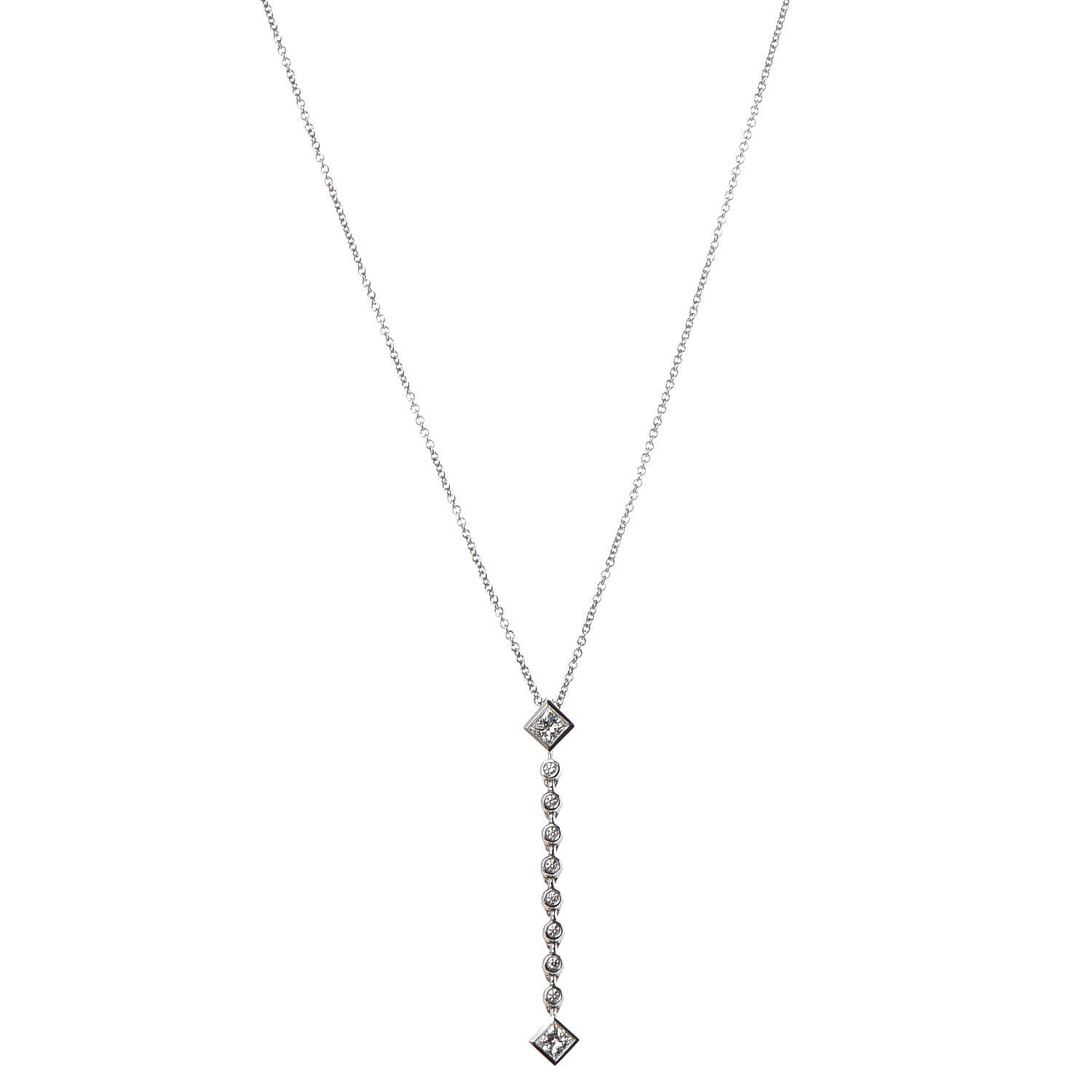 Tiffany Platinum Diamond Grace Pendant Necklace 1 of 7