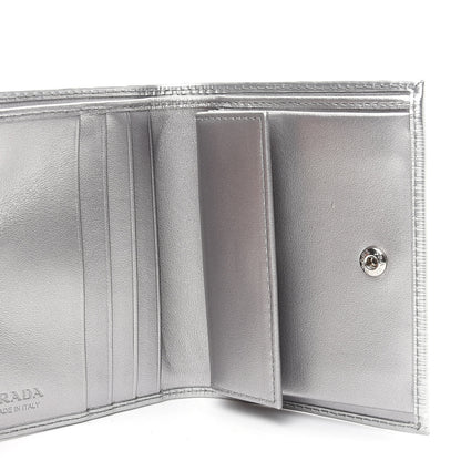 Prada Metallic Vitello Move Bi-Fold Wallet Cromo 5 of 8