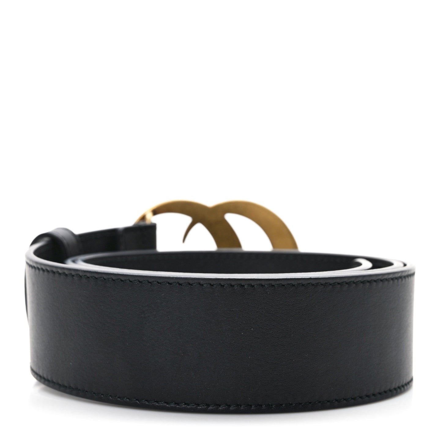 Moon Calfskin Pearl Double G 40mm Belt 85 34 Black Cream