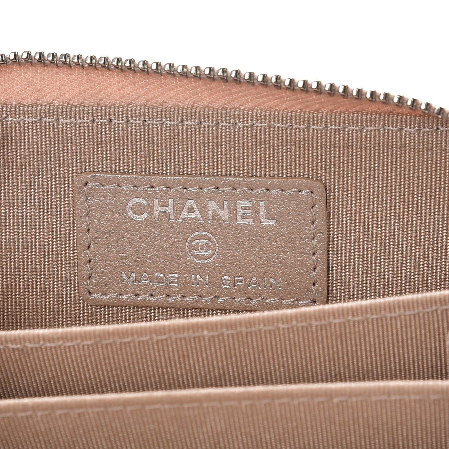 Chanel Metallic Caviar Chevron Quilted Zip Around Coin Purse Light Gold 6 of 10