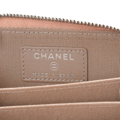 Chanel Metallic Caviar Chevron Quilted Zip Around Coin Purse Light Gold 6 of 10