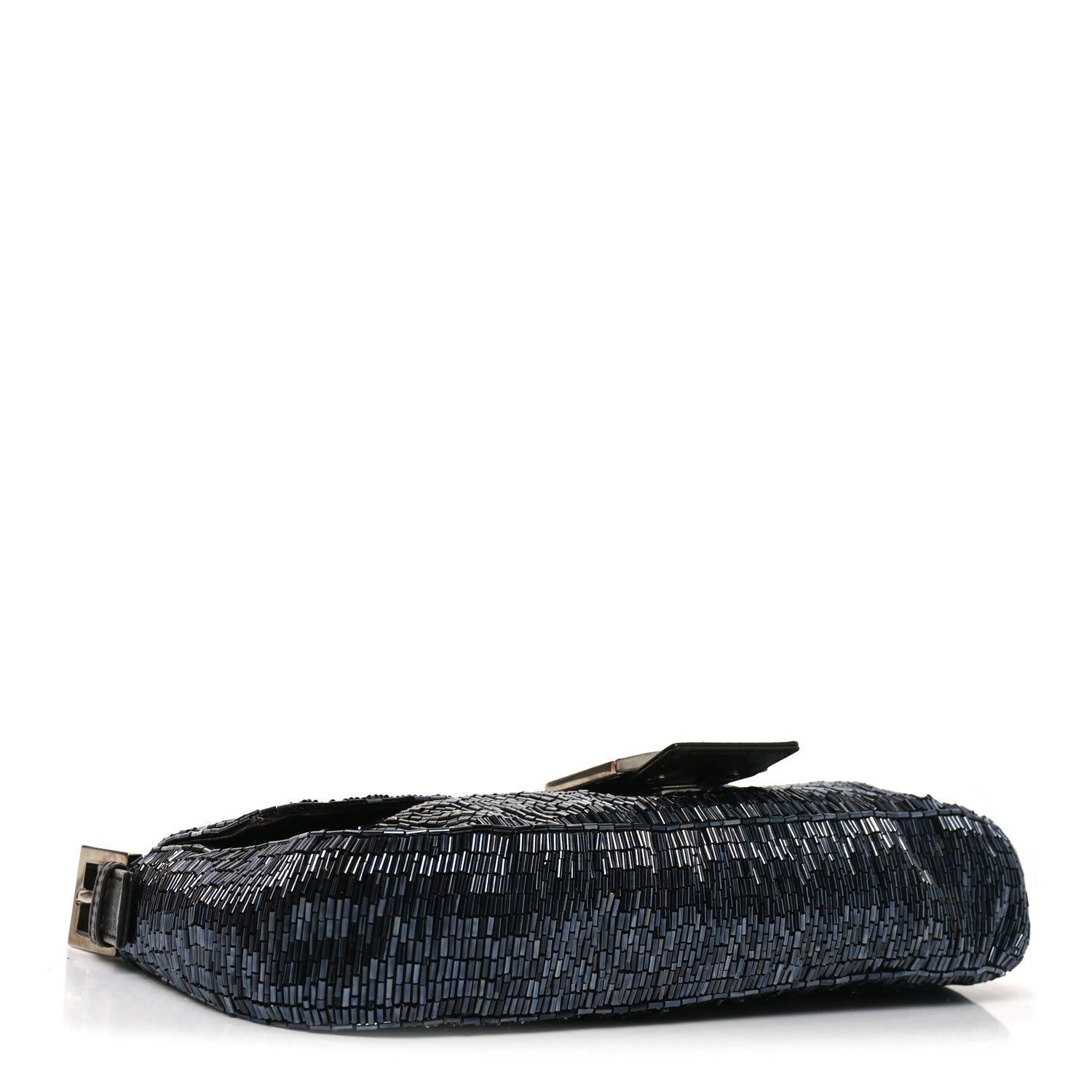Fendi Satin Beaded Baguette Blue Brown 4 of 11