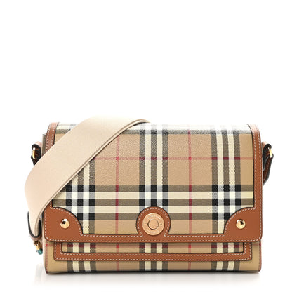 Burberry Coated Canvas Calfskin Vintage Check Medium Note Crossbody Bag Briar Brown 1 of 9
