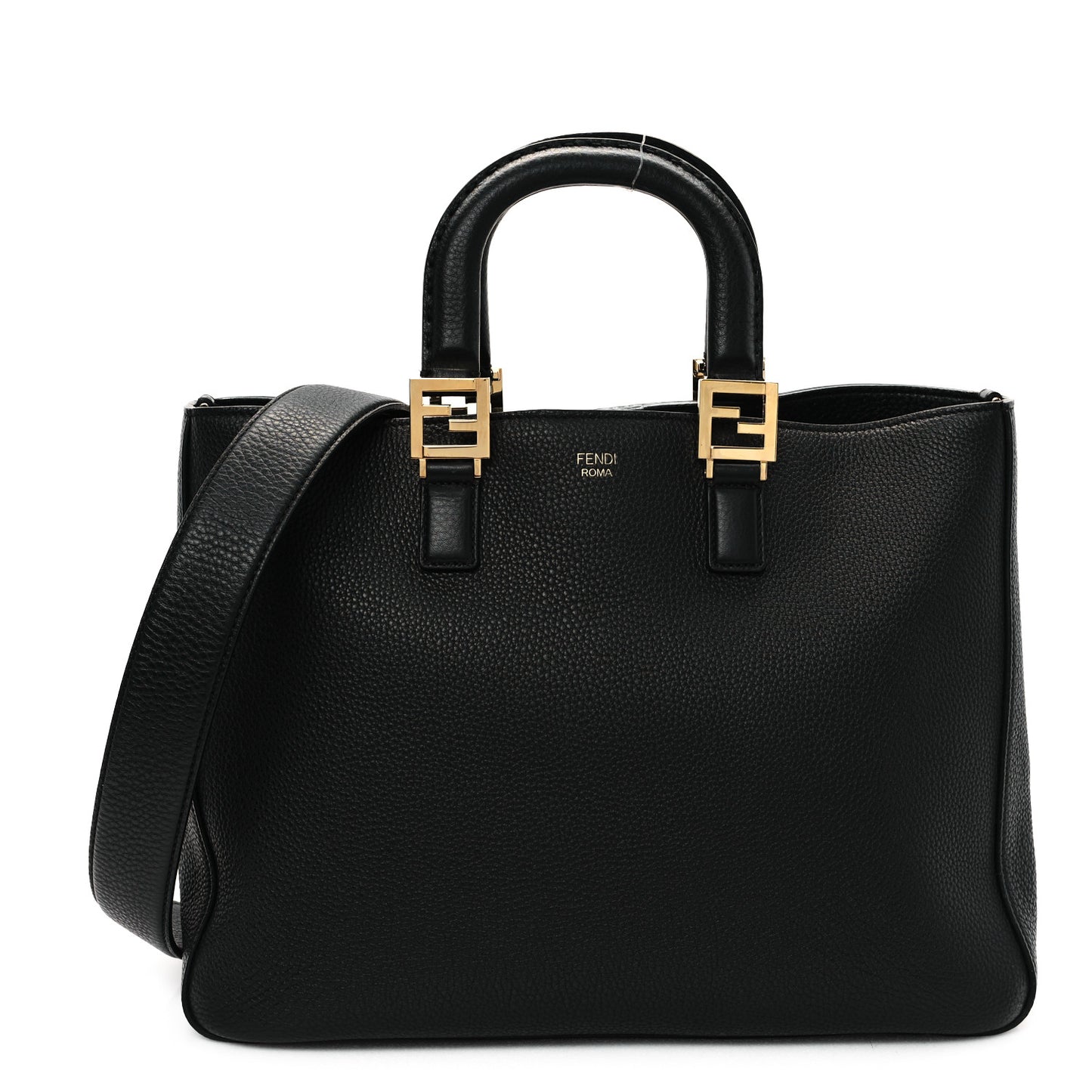 Cuoio Romano Selleria Medium FF Tote Black