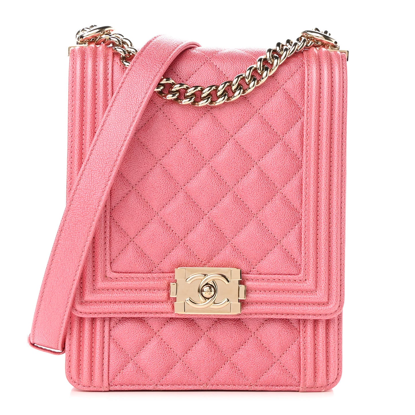 Caviar Quilted North South Boy Flap Pink