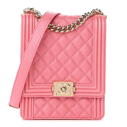 Chanel Caviar Quilted North South Boy Flap Pink 1 of 9
