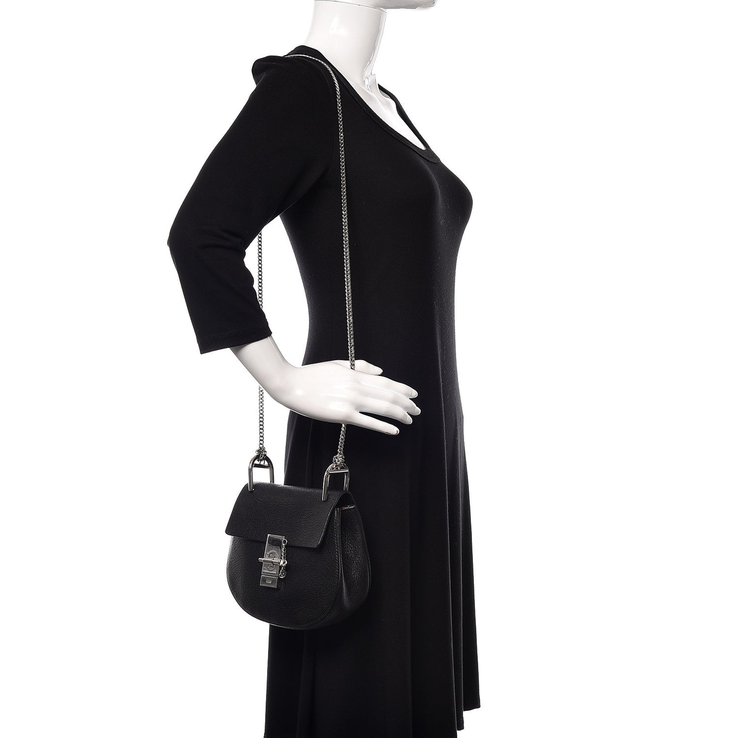 Grained Lambskin Mini Drew Shoulder Bag Black